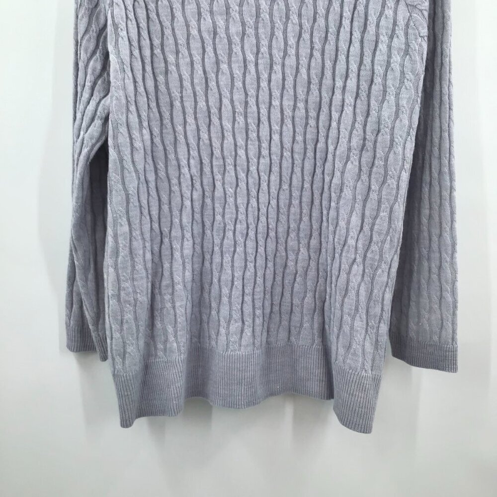 Women's 2X Gray Cable Knit Sweater Lightweight Long Sleeve Round Neckline Spring - Picture 3 of 10